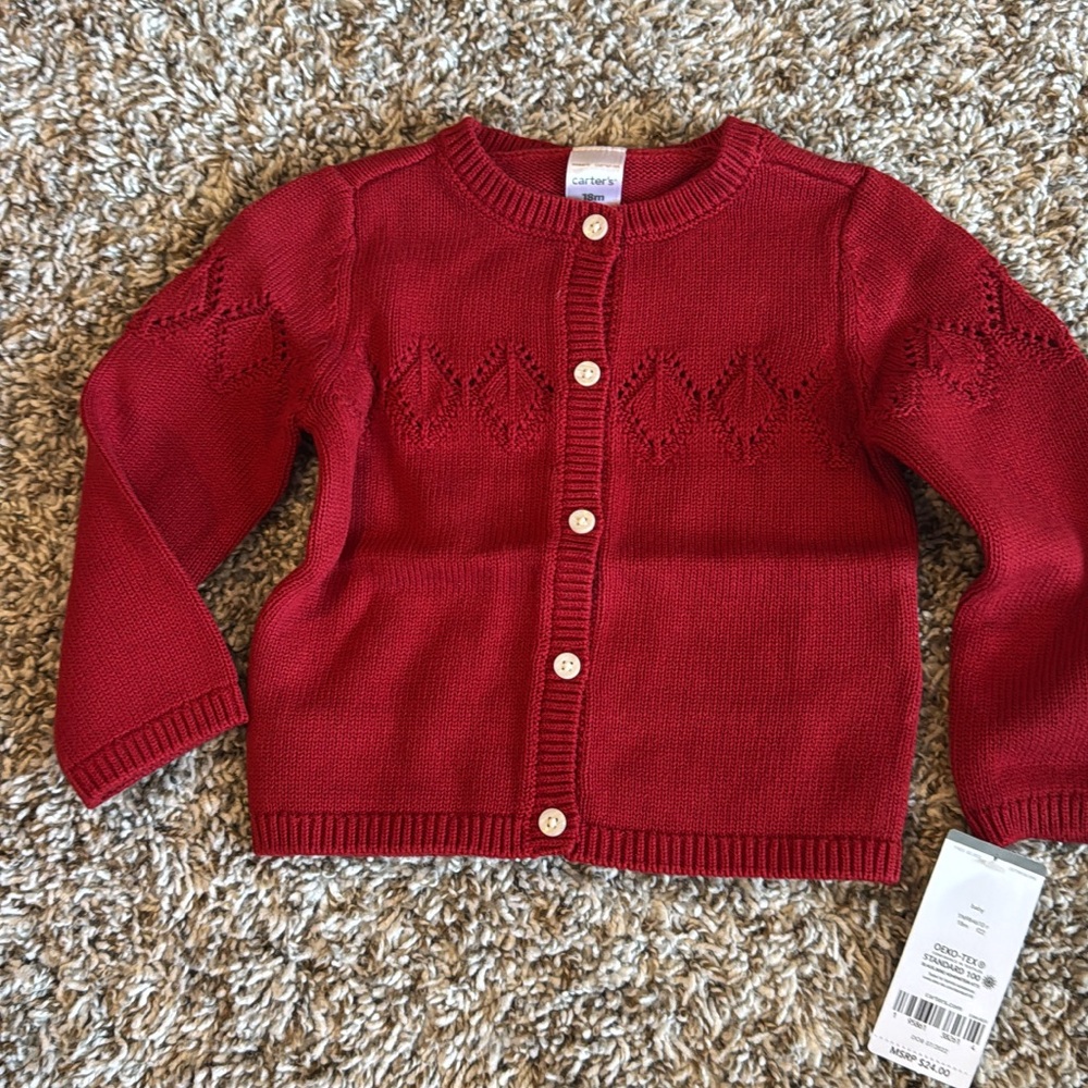 Carter’s 18m Red Knit Girl’s Cardigan button up sweater